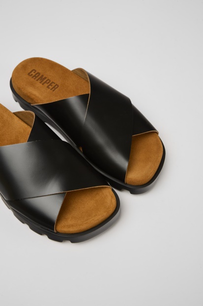 Design Brutus Sandal Svart Skinn Sandaler For Kvinner Campingvogn