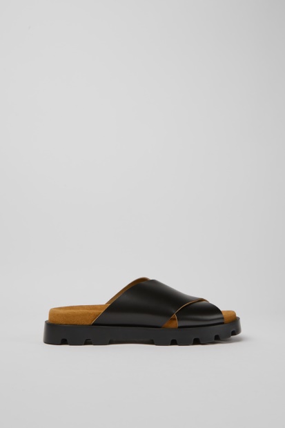 Design Brutus Sandal Svart Skinn Sandaler For Kvinner Campingvogn