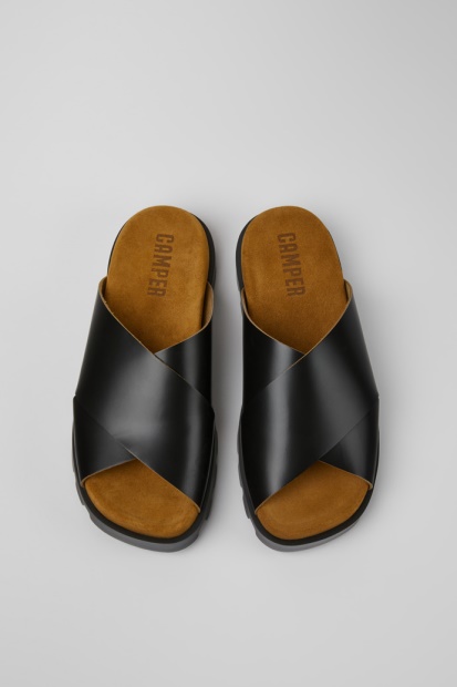 Design Brutus Sandal Svart Skinn Sandaler For Kvinner Campingvogn