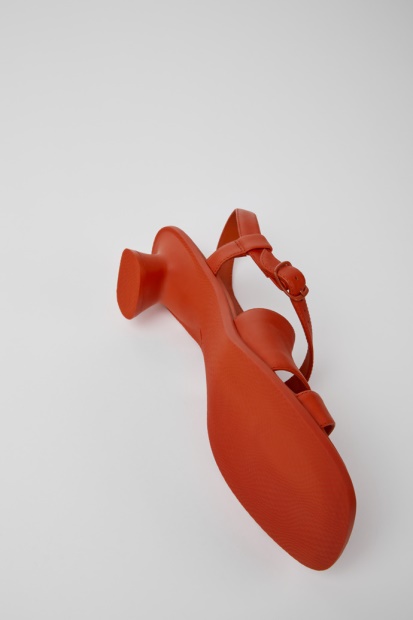 Campingvogn Design Dina Røde Skinnsandaler For Kvinner