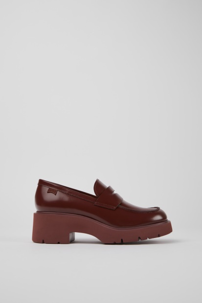 Eksklusiv Camper Milah Burgunder Loafers I Skinn For Kvinner