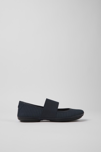 Høyre Blå Resirkulert Skinn Ballerina Leiligheter For Kvinner Bobil Nyankomne