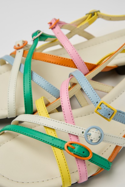 Tvillinger Flerfarget Skinn Sandaler For Kvinner Eksklusiv Campingvogn