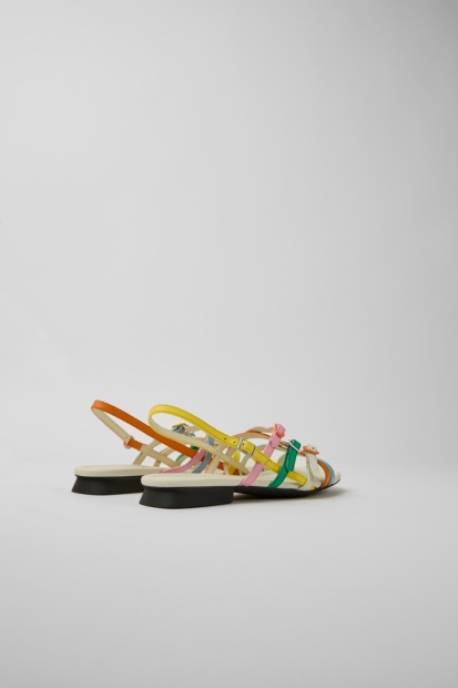 Tvillinger Flerfarget Skinn Sandaler For Kvinner Eksklusiv Campingvogn