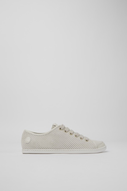 Camper Design Uno Beige Og Hvite Skinnsneakers For Kvinner