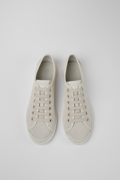 Camper Design Uno Beige Og Hvite Skinnsneakers For Kvinner
