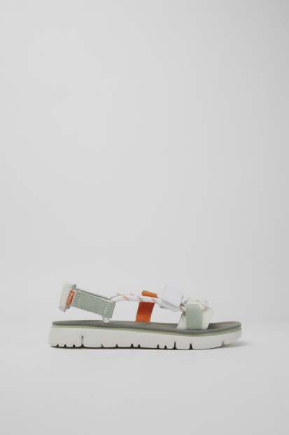 Campingvogn Design Oruga Hvite Grønne Og Oransje Sandaler For Kvinner