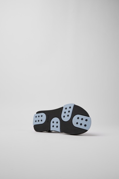 Campingvognsett Svart Skinn Og Resirkulerte Kjæledyrsandaler For Nye Kvinner