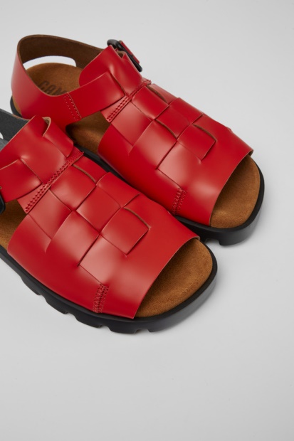 Camper Design Brutus Sandal Røde Skinnsandaler For Kvinner