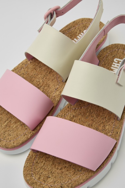 Oruga Hvite Og Rosa Skinnsandaler For Kvinner Bobil Nyankomne
