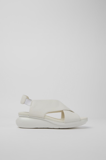 Design Ballongsandaler I Hvitt Skinn For Damecamper