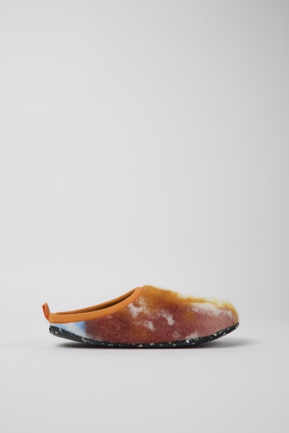 Wabi Oransje Blå Og Hvite Tøfler I Resirkulert Ull For Kvinner Bobil Nyankomne