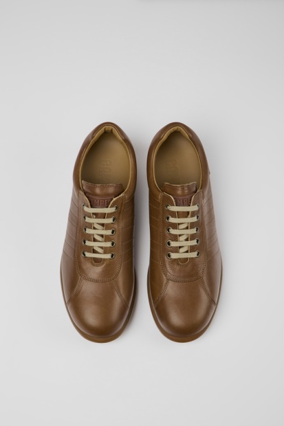 Design Pelotas Brune Skinnsneakers For Menn Bobil