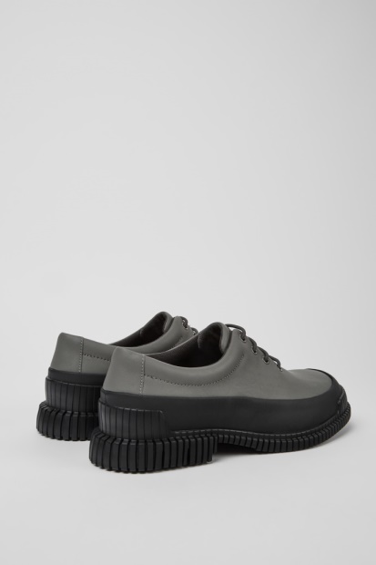 Pix Grå Og Sorte Snøresko I Skinn For Nykommere Bobiler For Menn