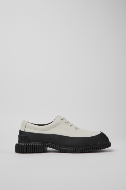 Pix Hvite Og Svarte Lær-snøresko For Menn Bobil Nykommere