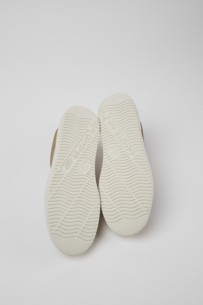 Runner K21 Beige Og Blått Skinn Og Nubuck Joggesko For Menn Eksklusiv Bobil