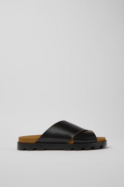 Brutus Sandal Svart Skinnsandaler For Herre Bobil Nykommere