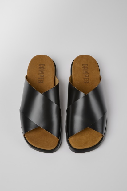 Brutus Sandal Svart Skinnsandaler For Herre Bobil Nykommere
