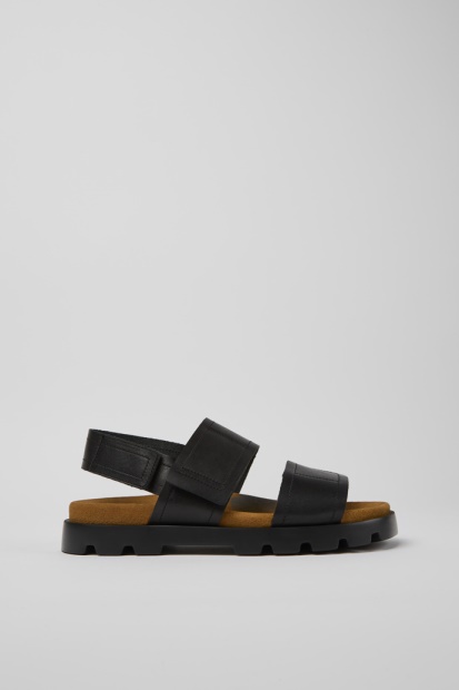 Eksklusiv Camper Brutus Sandal Svarte Skinnsandaler For Menn