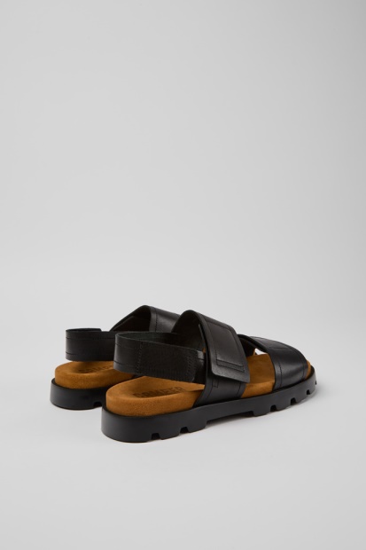 Eksklusiv Camper Brutus Sandal Svarte Skinnsandaler For Menn