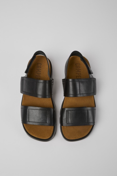 Eksklusiv Camper Brutus Sandal Svarte Skinnsandaler For Menn
