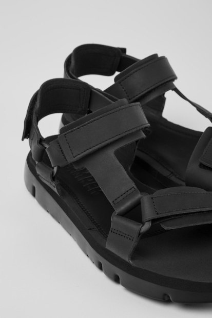Eksklusiv Camper Oruga Svarte Skinnsandaler For Menn