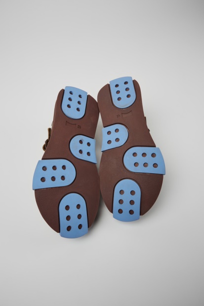 Eksklusivt Campingvognsett Burgunder Skinnsandaler For Menn