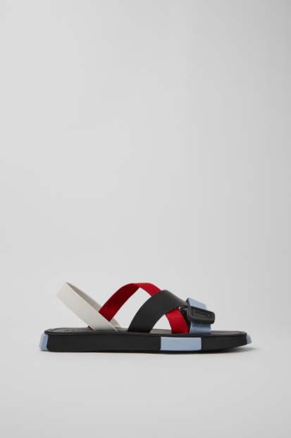 Designsett Røde Hvite Og Svarte Skinnsandaler For Menn Bobil