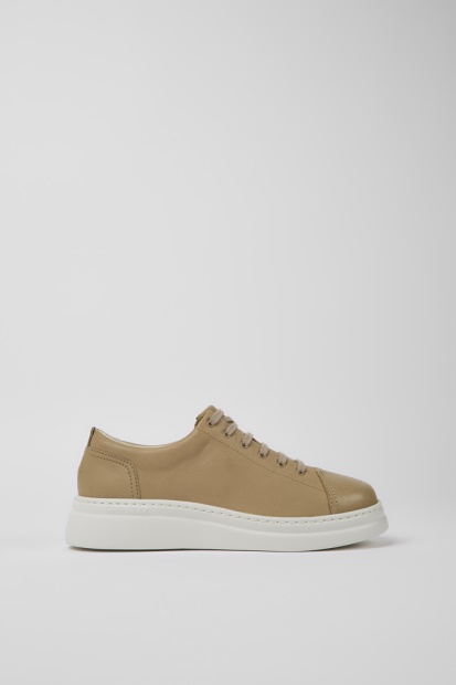 Runner Up Beige Skinn Joggesko For Kvinner Eksklusiv Camper