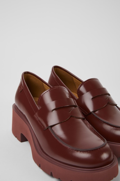 Camper Design Milah Burgunder Loafers I Skinn For Kvinner