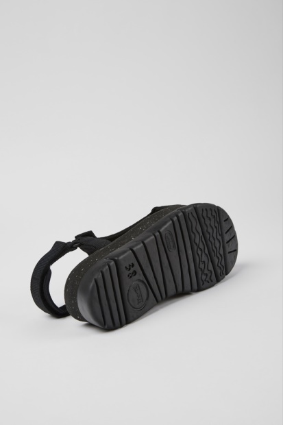 Camper Design Oruga Up Svarte Resirkulerte Kjæledyrsandaler For Kvinner